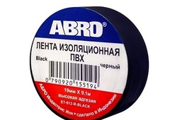 Изолента черная 19х182 ABRO  ET91220BLKR