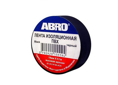 Изолента черная 19х182 ABRO  ET91220BLKR